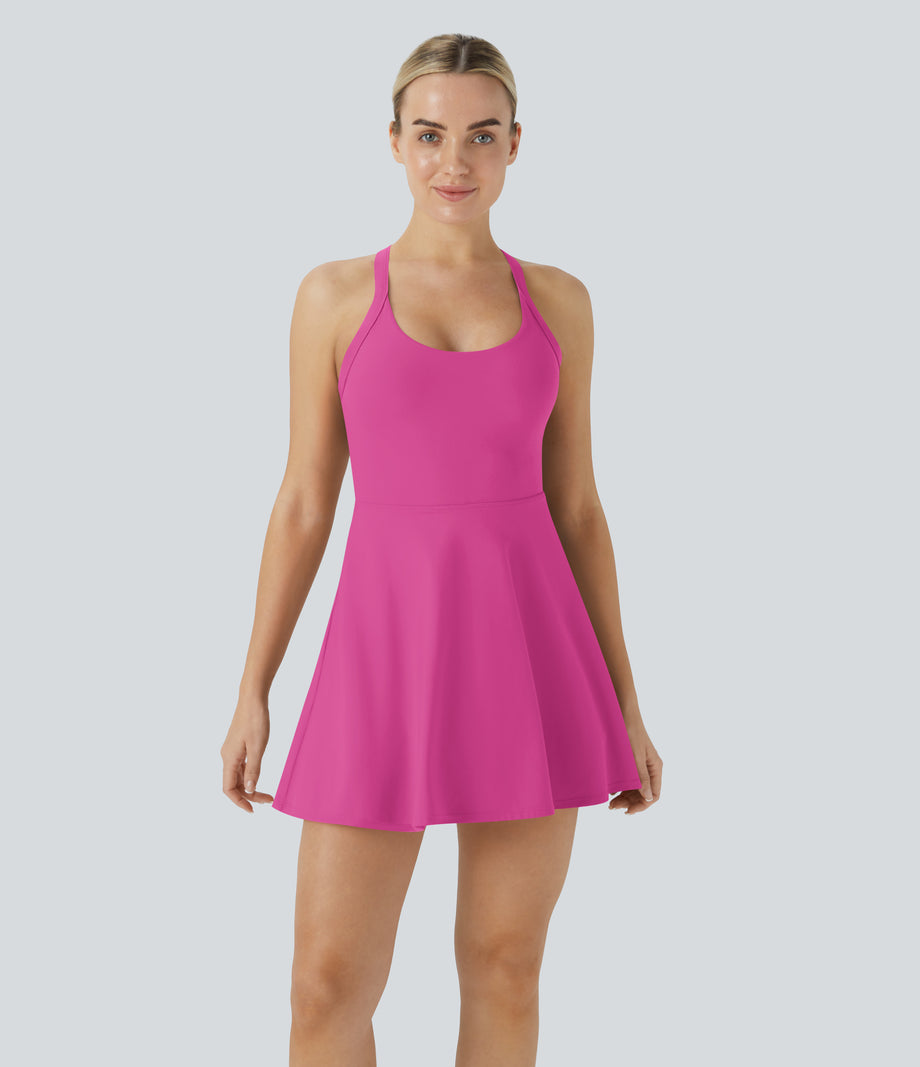 SoftlyZero™ Airy Backless Twisted Cool Touch Dance Active Dress-Easy Peezy Edition - Fuchsia Fedora