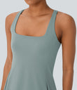 SoftlyZero™ Plush Cut Out Pocket 2-Piece Mini Yoga Active Dress - Ether