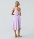Breezeful™ Backless Racerback Side Pocket High Low Flowy Midi Quick Dry Casual Dress - Leisurely Lavender