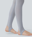 Breezeful™ High Waisted Pleated 2-in-1 Contrast Mesh Quick Dry Dance Stirrup Skirted Leggings with Pockets - Ballad Blue
