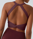SoftlyZero™ Plush Cut Out Cropped Yoga Tank Top - Red Mahogany