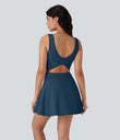 SoftlyZero™ Airy U Neck 2-in-1 Pocket Mini Cool Touch Dance Active Dress - Majolica Blue