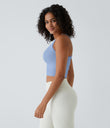 Crisscross Backless Built-in Bra Cropped Running Tank Top A-D Cups - Serenity