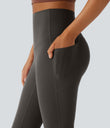 Halara UltraSculpt™ High Waisted Tummy Control Pocket Shaping Yoga Bootcut Leggings - Hazelnut Black