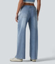 Halara Flex™ Low Rise Zipper Pockets Washed Baggy Wide Leg Casual Jeans - Light Blue – Glacier Light Blue