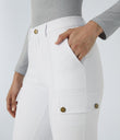 DayStretch High Waisted Zipper Pockets Solid Skinny Cargo Pants - White