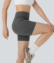Halara UltraSculpt™ High Waisted Butt Lifting Tummy Control Pocket Shaping Training Biker Shorts 5'' - Volcanic Ash