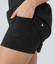 SoftlyZero™ Airy Super High Waisted 2-in-1  Cool Touch Yoga Shorts 5'' with Pockets-Longer Length - Black