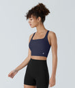 SoftlyZero™ Airy Square Neck Backless Crisscross Cropped Cool Touch Yoga Tank Top-UPF50+ - Peacoat