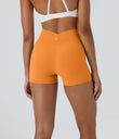 SoftlyZero™ High Waisted Crossover Plain Yoga Biker Shorts 3''-UPF50+ - Sunshine Orange