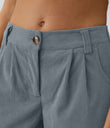 Mid Rise Zipper Pocket Corduroy Casual Pants - Blue Flower Gray