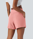 DayStretch High Waisted Work Baggy Shorts 4'' with Pockets - Candy Pink