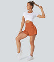 SoftlyZero™ Airy Super High Waisted 2-in-1 Cool Touch Yoga Shorts with Pockets - Orange Rust