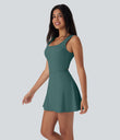 SoftlyZero™ Airy U Neck 2-in-1 Pocket Mini Cool Touch Dance Active Dress-Easy Peezy - Blue Spruce
