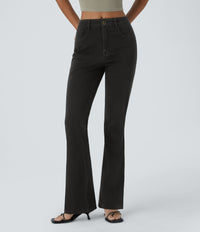 Halara Flex™ Mid Rise Pockets Casual Bootcut Jeans - Black Denim