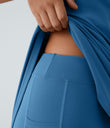 SoftlyZero™ Plush Double Straps 2-Piece Pocket Slip Dance Active Dress A-D Cups - Gloomy Blue