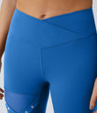 DayStretch High Waisted Crossover Contrast Mesh Decorative Buckle Yoga Leggings - Victoria Blue