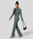 Halara Flex™ High Waisted Back Side Pocket Slight Flare Work Pants - Duck Green