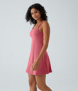 SoftlyZero™ Plush Double Straps 2-Piece Pocket Slip Dance Active Dress A-D Cups - Begonia Rouge