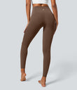 SoftlyZero™ Crossover Pocket Plain Leggings-UPF50+ - Soft Silt