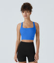 SoftlyZero™ Airy Square Neck Backless Crisscross Cropped Cool Touch Yoga Tank Top-UPF50+ - Elegant Blue