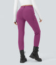 DayStretch High Waisted Zipper Pockets Solid Skinny Cargo Pants - Deep Orchid