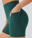 Halara UltraSculpt™ High Waisted Scrunch Butt Lifting Tummy Control Pocket Shaping Workout Biker Shorts 5'' - Forest Biome
