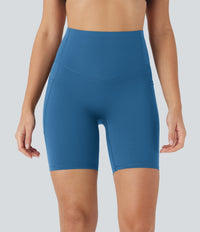 Halara UltraSculpt™ High Waisted Butt Lifting Tummy Control Pocket Shaping Training Biker Shorts 7'' - Vallarta Blue