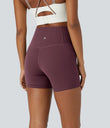 Halara UltraSculpt™ High Waisted Tummy Control Side Pocket Shaping Training Biker Shorts 5'' - Evening Red