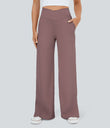 DayStretch Crossover Pocket Hem Wide Leg Yoga Pants-Smile - Purple Sandalwood