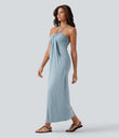 Halter Tie Back Maxi Dress with Pockets - Celestial Blue