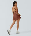 SoftlyZero™ Airy Backless Twisted Flare Low Support Dance Active Dress-Longer Length-Easy Peezy Edition A-D Cups - Sequoia