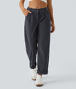 Mid Rise Zipper Pocket Corduroy Casual Pants - Phantom