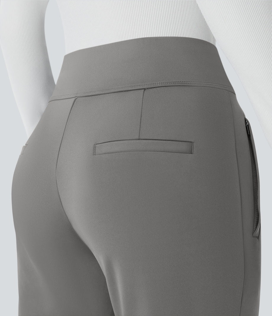 Halara Flex™ DayStretch Mid Rise Side Zipper Pocket Work Flare Pants - Silent Storm