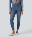 Halara Flex™ High Waisted Pockets Denim Casual Leggings - Mayan Blue Denim