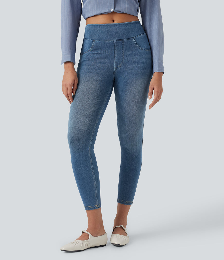 Halara Flex™ High Waisted Pockets Denim Casual Leggings - Mayan Blue Denim