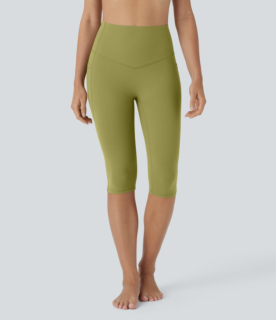 Halara UltraSculpt™ High Waisted Tummy Control Pedal Pusher Yoga Leggings with Pockets - Moss