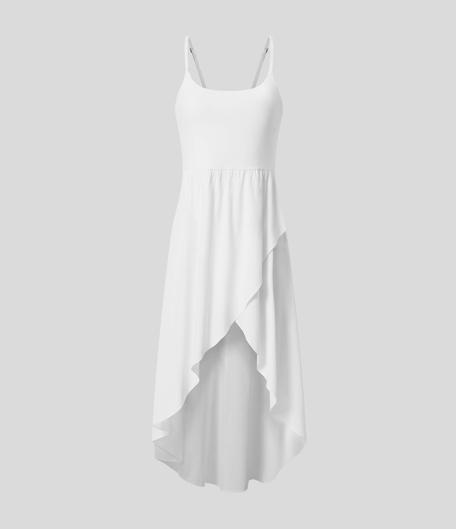 Breezeful™ High Low 2-Piece Pocket Flowy Midi Quick Dry Casual Dress - White