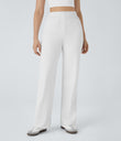 DayStretch High Waisted Pockets Straight Leg Casual Pants - White
