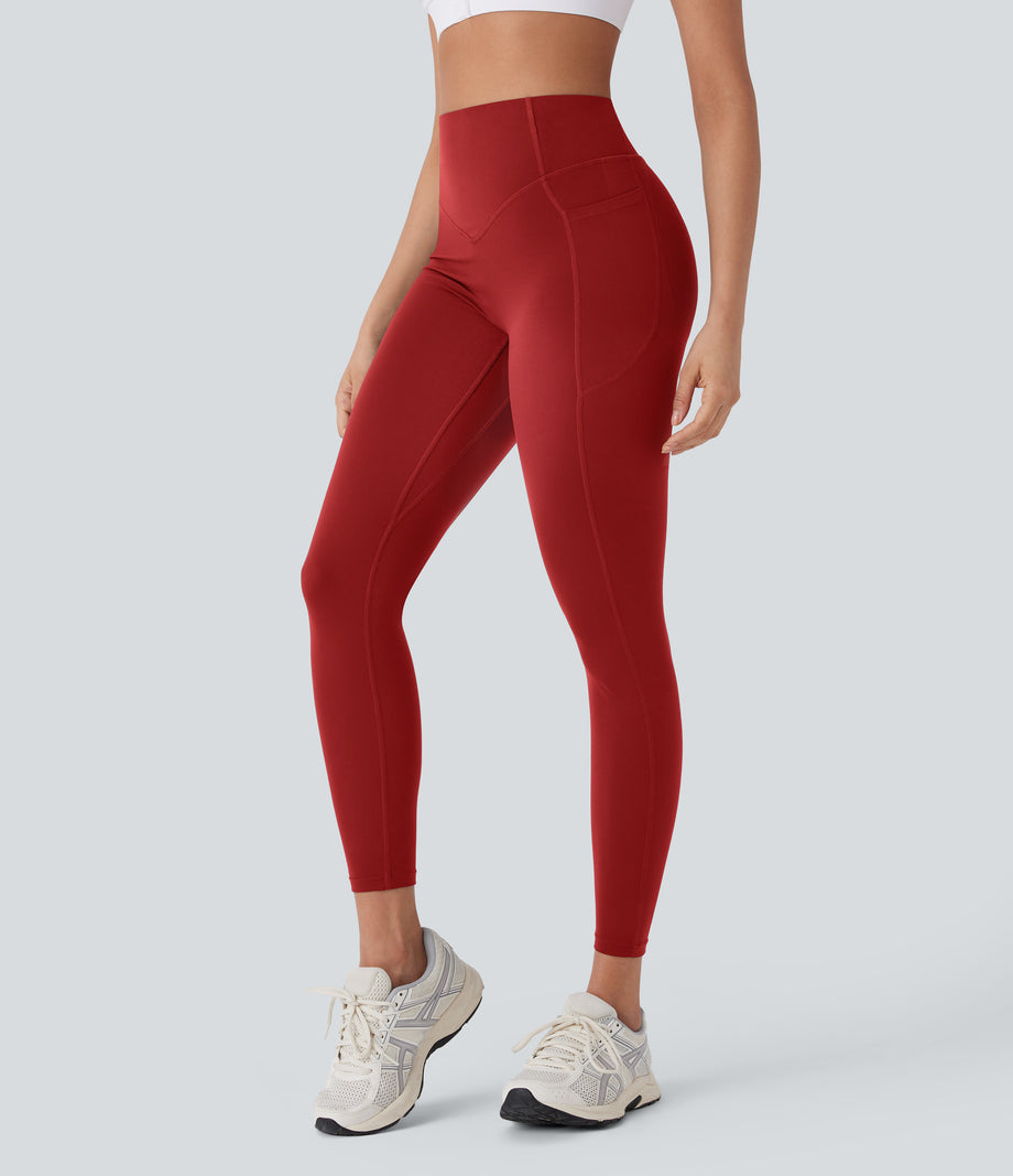 Halara UltraSculpt™ High Waisted Tummy Control Butt Lifting Ruched Pocket Shaping Yoga Leggings - Aura Orange