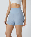Breezeful™ Super High Waisted Curved Hem 2-in-1 Pocket Quick Dry Yoga Shorts 3.5'' - Angel Falls