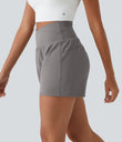 High Waisted Crossover Pocket 2-in-1 Casual Shorts - Steeple Gray