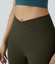 DayStretch High Waisted Crossover Flare Yoga Leggings - Forest Night