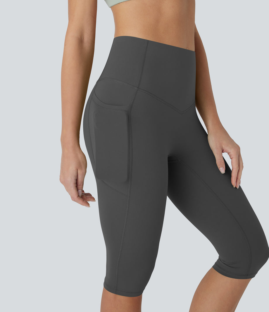 Halara UltraSculpt™ High Waisted Tummy Control Pedal Pusher Yoga Leggings with Pockets - Volcanic Ash
