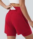 SoftlyZero™ Airy Super High Waisted 2-in-1 Cool Touch Yoga Shorts 7'' with Pockets - Salsa