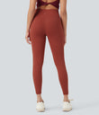 DayStretch High Waisted Crossover Contrast Mesh Decorative Buckle Yoga Leggings - Cinnabar