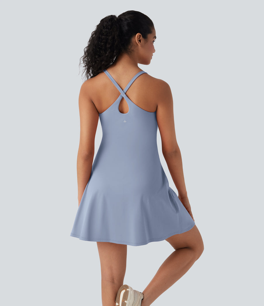 SoftlyZero™ Plush Active Dress-Longer Length-Easy Peezy Edition DD-F Cups - Skyway
