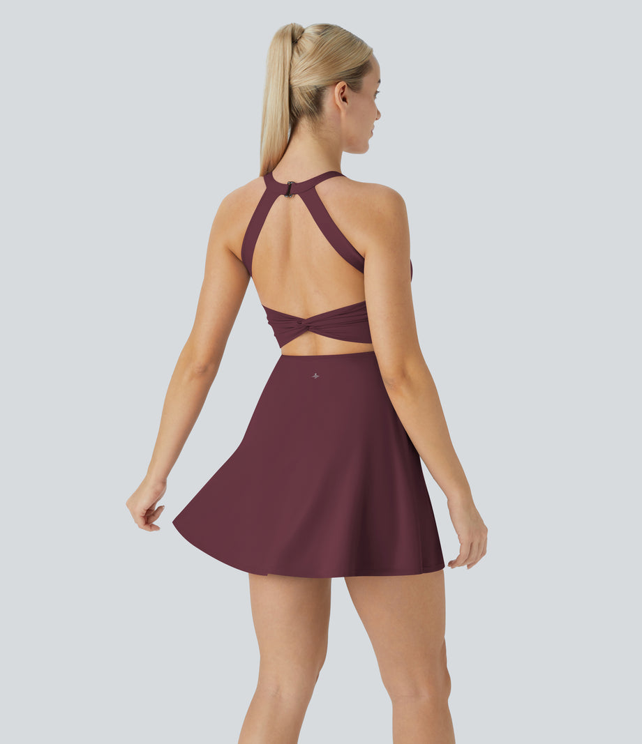 SoftlyZero™ Airy Backless Twisted Cool Touch Dance Active Dress-Easy Peezy Edition - Fig