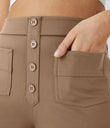 DayStretch High Waisted Pockets Straight Leg Casual Pants - Burro