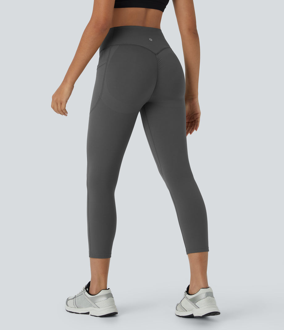 Halara UltraSculpt™ High Waisted Scrunch Butt Lifting Tummy Control Pocket Shaping Capri Training Leggings - Volcanic Ash